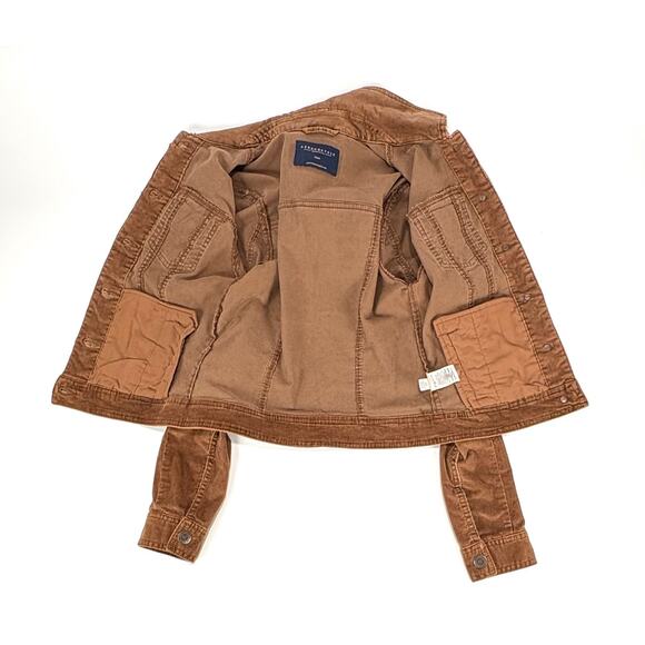 Aeropostale Trucker Jacket Womens Sz XS Brown Corduroy Button-Up Stretch Coat - Picture 7 of 11